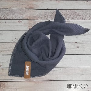 Musselin triangular scarf &quot;Grey, Uni&quot; after wish with name, Personalized, neck scarf with name, baby scarf, muslin neck scarf