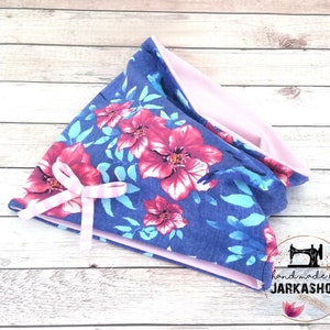 Baby/Children Loop Scarf, &quot;Hibiscus blue-pink&quot; by name, Winter hose scarf, Loop scarf, Children&#39;s scarf, Personalization