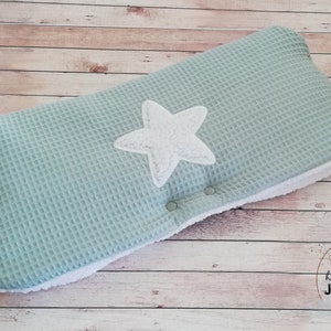 Stroller muff with fleece and teddy plush, hand warmer "Waffle pique sea green", with Apli as desired, personalization, winter stroller muff