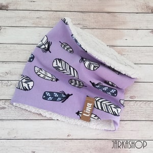 Baby/Kids Winter Loop Scarf,&quot;Wintersweat Feather Purple&quot; after wish with name, hose scarf, loop scarf, kids scarf, personalization
