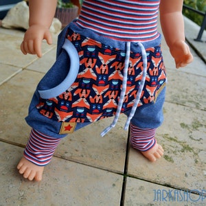 Size 44 - 122 Sweat-Baggy-Pants &quot;Foxy Flowers Blue-Red&quot;, Baby Pants, Kids Pants, Sweatpants, Pants with Pocket, Wax Pants, Pants, Haremhose