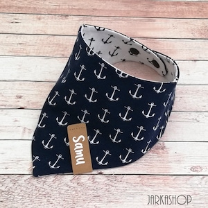 Baby Reversible Scarf &quot;Anchor&quot;blue-gray, Personalized, Scarf, Baby scarf, Children&#39;s scarf, Triangular scarf, Scarf with name