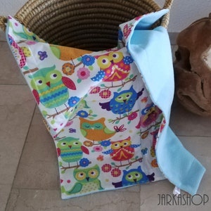 Baby deken uil roze - groen - munt, crawlblanket deken, knuffeldeken, kinderwagen deken, wrap pad voor onderweg