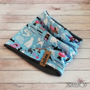 Baby/Children Loop scarf, &quot;Inuits, polar bear, reindeer baby blue&quot; according to wishes with name, winter tube scarf, loop scarf, children&#39;s scarf, personalization