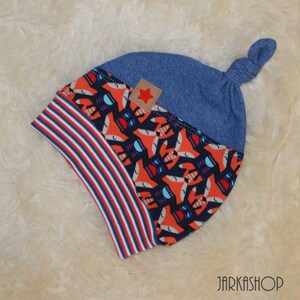 Knotted hat &quot;Foxy Flowers&quot; blue/orange, hat, baby hat, children&#39;s hat
