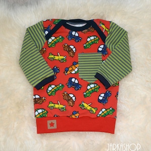Size 68 T-Shirt &quot;Cars&quot; green-red-blue, long sleeve shirt, long sleeve, car, sweater, sweater, child, boy, colorful