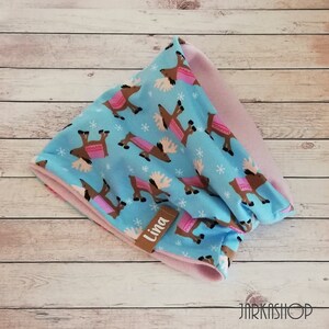 Baby/Kids Loop Scarf, &quot;Reindeer baby Blue-Pink&quot; after wish with name, winter hose scarf, loop scarf, children&#39;s scarf, personalization