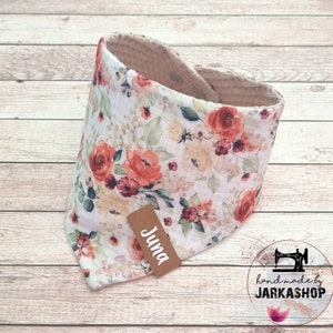 Summer/Winter Baby Reversible Scarf &quot;Waffle Salak Muslin Roses&quot;, Personalized, Scarf, Baby Scarf, Scarf with Name