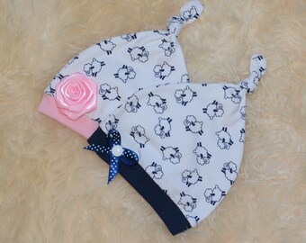 Buy now 2pcs. Baby set knot hat for twins young and girls KU 32-34 cm