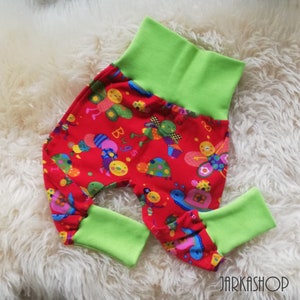 Size 74 Light Jersey Pants Animals-Red-Green-Colorful, Pants, Baby Pants, Kids Pants, Baby, Child, Harem Pants, Young, Girls