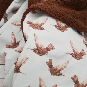 Baby blanket with name &quot;Hummingbird dark brown&quot;Cotton with teddy fabric, playmat, cuddly blanket, stroller blanket, changing mat for on the go