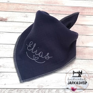 Neck scarf triangle scarf-musselin towel- for babies & toddlers-with name embroidered, Personalized, Neck scarf, Baby neck scarf, muslin neck scarf