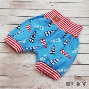 maat 56 - 116 shorts &quot;vuurtoren blauw-rood-wit&quot;, zomerbroek, korte broek