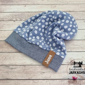 Light beanie short/long/extra long,&quot;Muslin dot&quot; cap with name,personalization,baby cap,cap,baby,child,baby cap, children&#39;s cap