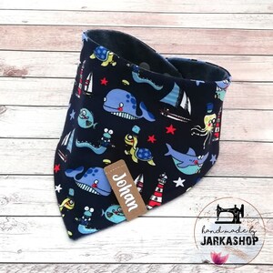Baby Reversible Scarf &quot;Maritime Blue&quot;, Personalized, Scarf, Baby Scarf, Children&#39;s Scarf, Triangular Scarf, Scarf with Name