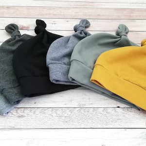 Light knotted hat made of cotton jersey, hat with name &quot;Monochrome&quot;, hat, young, girl, children&#39;s hat, baby hat, children&#39;s hat, baby hat