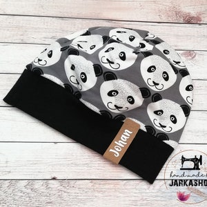 Size 50-52 KUBaby/child beanie with name, sweat hat, hat with cuffs, winter hat &quot;panda bear&quot;, baby hat, hat, children&#39;s hat