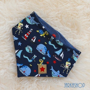 Baby reversible scarf &quot;Maritim&quot; blue-colored, personalized, scarf, baby scarf, children&#39;s scarf, triangular scarf, scarf with name