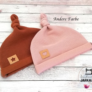 Knotted hat made of rib knit jersey with name, personalization, baby hat, hat, children&#39;s hat, light hat