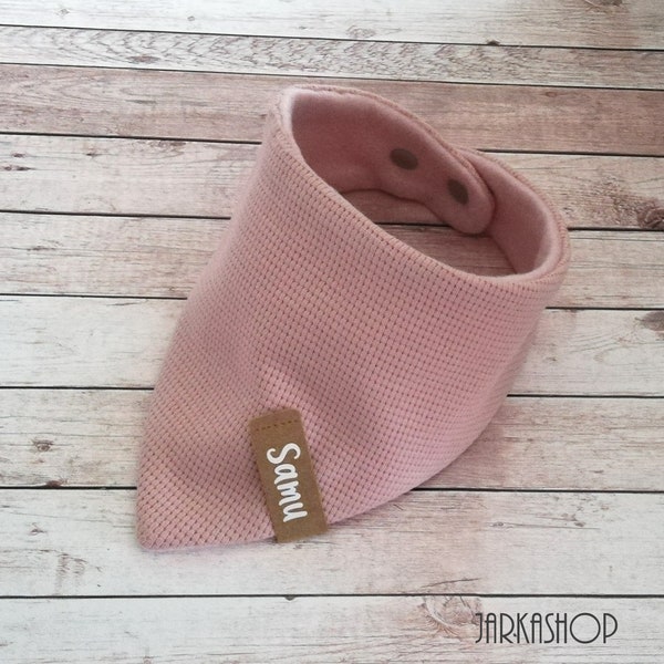 Baby Winter Reversible Neck Scarf "Waffle Knit Jersey Old Pink", Personalized, Neck Scarf, Baby Scarf, Triangle Scarf, Neck Scarf with Name