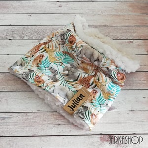 Baby/Children&#39;s Loop Scarf, &quot;Exotic Animals&quot; by Wish with Name, Winter Hose Scarf, Loop Scarf, Kids Scarf, Personalization