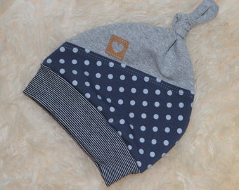 Node hat "dots" grey, cap with cuffs, baby hat, child hat, cap