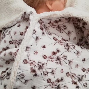 Baby blanket with the name &quot;Cotton Flowers&quot; cotton with teddy fabric, crawling blanket, cuddly blanket, stroller blanket, changing mat for on the go
