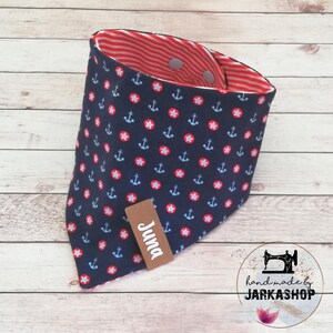 Baby Reversible Neckerchief &quot;Maritim red-blue&quot; with name, Personalized, Neckerchief, Baby Neckerchief, Children&#39;s Neckerchief,Triangular Cloth,Neckerchief with name