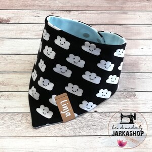 Baby Reversible Scarf &quot;Wolkchen&quot; black and white, Personalized, Scarf, Baby scarf, Children&#39;s scarf, Triangular scarf, Scarf with name Active