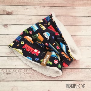 Size 47-49 baby/children&#39;s loop scarf, &quot;Cars blue-colored&quot; with name, winter tube scarf, loop scarf, children&#39;s scarf, personalization