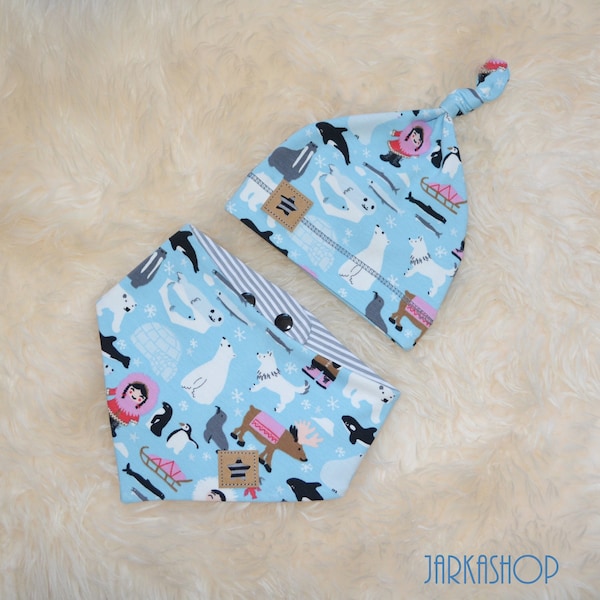 Baby Set  Mütze & Halstuch "Inuit" hellblau