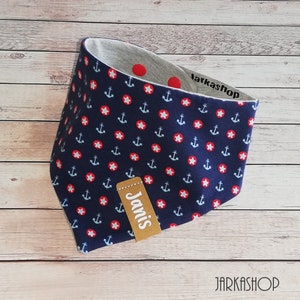 Baby turn neckerchief &quot;Maritim&quot; rot/blue, personalized, neckerchief, baby neckerchief, nursery, triangular cloth, neckerchief with name