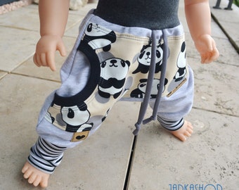Size 44 - 122 Sweat-Baggy-Pants "Panda light grey", baby pants, children's pants, sweat pants, trousers with pocket, wax pants, pants, harem pants
