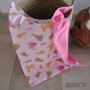 Babydecke  Elefant  rosa - beige - gelb, Krabbeldecke, Kuscheldecke, Kinderwagendecke, Wickelunterlage für unterwegs