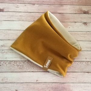 Baby/Kids Winter Loop Scarf,&quot;Mustard Yellow Winter Sweat with Fleece&quot; by Wish with Name,Hose Scarf,Loop Scarf,Children&#39;s Scarf, Personalization