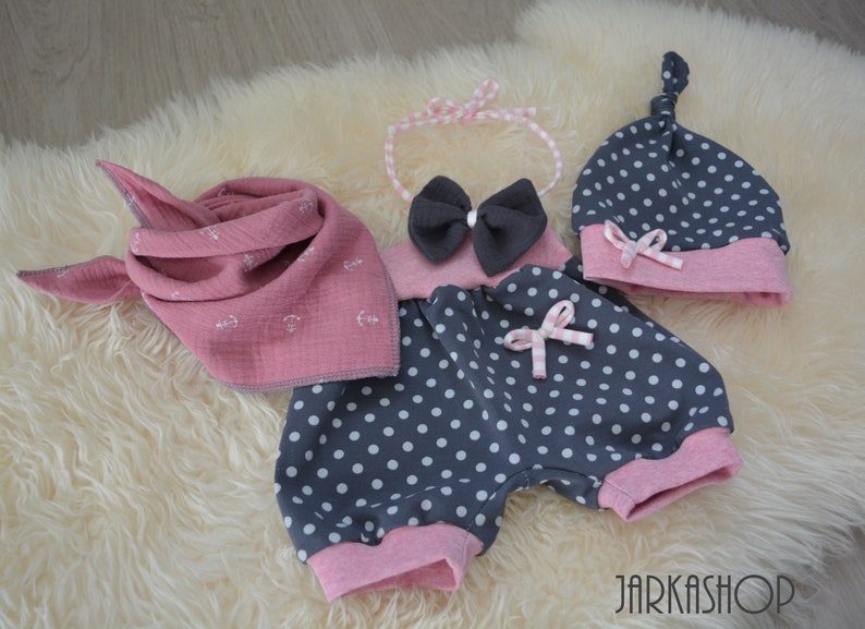 First Ingets Gift Kids Set Set Baby Birth Baby Set Points Grey-Pink Baby Outfit 56-116; 4 tlg Size