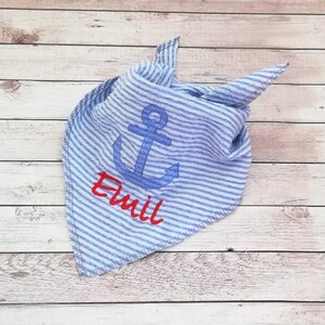 Muslin or crepe triangular cloth &quot;anchor&quot; embroidered with name, Personalized, Scarf, Baby Scarf, Muslin Scarf, Child, Baby