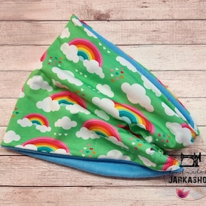 Baby/children&#39;s loop scarf, &quot;Rainbow light green-colorful&quot; as desired with name, winter tube scarf, loop scarf, children&#39;s scarf, personalization