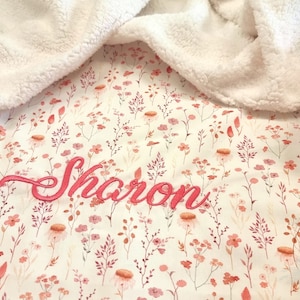 Baby blanket called &quot;Blümchen&quot; cotton with teddy fabric, minky, waffle fabric, cuddly blanket, stroller blanket, changing mat for on the go