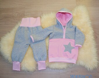 Gr. 74/80; 2 pcs. Babyset "star" pink/grey