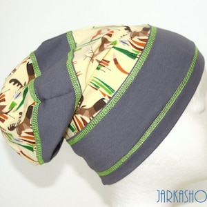 Size 48KU Single piece Long Beanie &quot;Forest Animals&quot; after wish with name, baby hat, children&#39;s hat, baby beanie, children&#39;s beanie