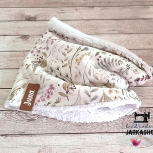 Baby/Children&#39;s Loop Scarf, &quot;Flowers delicate pastel&quot; as desired with name, winter tube scarf, loop scarf, children&#39;s scarf, personalization