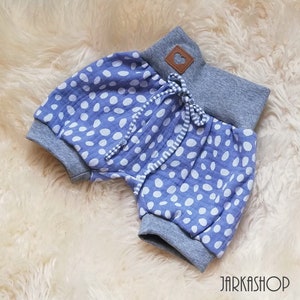 size 56/62 Shorts &quot;dots light blue-white&quot;, summer pants, shorts, muslin pants, pants, baby pants, children&#39;s pants