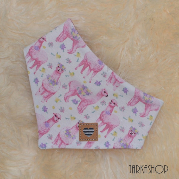 Baby turning neckerchief "llama" altrosa-white-purple, personalized, neckerchief, baby neckerchief, pediatric cloth, triangular cloth, neckerchief with name