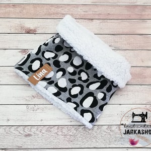 Baby/children loop scarf, &quot;leopard pattern black and white&quot; according to wish with name, winter hose scarf, loop scarf, children&#39;s scarf, personalization