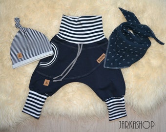 Size 44-122 Sweatbaggy pants "Maritim" Navy Blue/white, Pumphosis, Sweathose, Pants, kids, baby, Guard pants, Harem pants, young, Girl