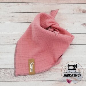 Baby Reversible Neckerchief &quot;Waffelpique-Musselin rosa&quot;, Personalized, Neckerchief, Baby Neckerchief, Scarf with name
