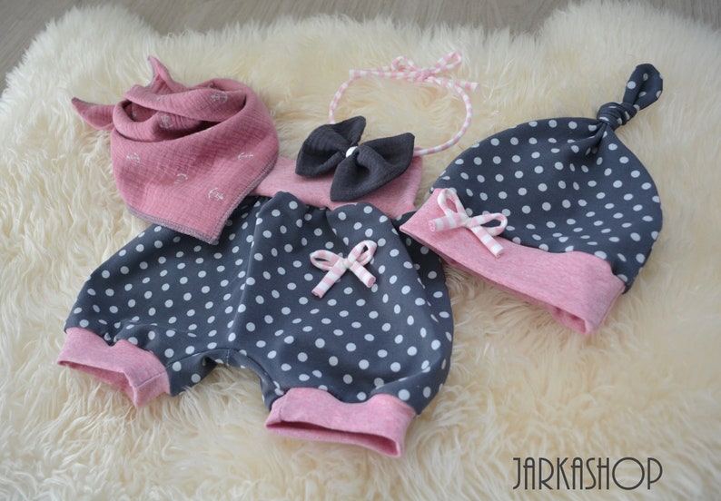 First Ingets Gift Kids Set Set Baby Birth Baby Set Points Grey-Pink Baby Outfit 56-116; 4 tlg Size
