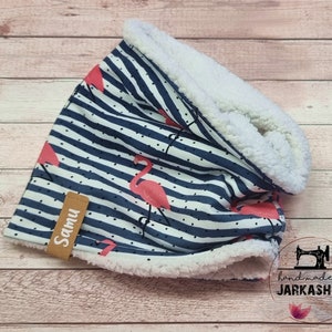 Baby/Children Loop Scarf, &quot;Flamingo Stripe Blue-White&quot; as desired with name, Winter Hose Scarf, Loop Scarf, Children&#39;s Scarf, Personalization