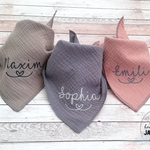 Neckerchief-triangular scarf-muslin scarf-for babies & toddlers-embroidered with name, personalized, neckerchief, baby scarf, muslin scarf